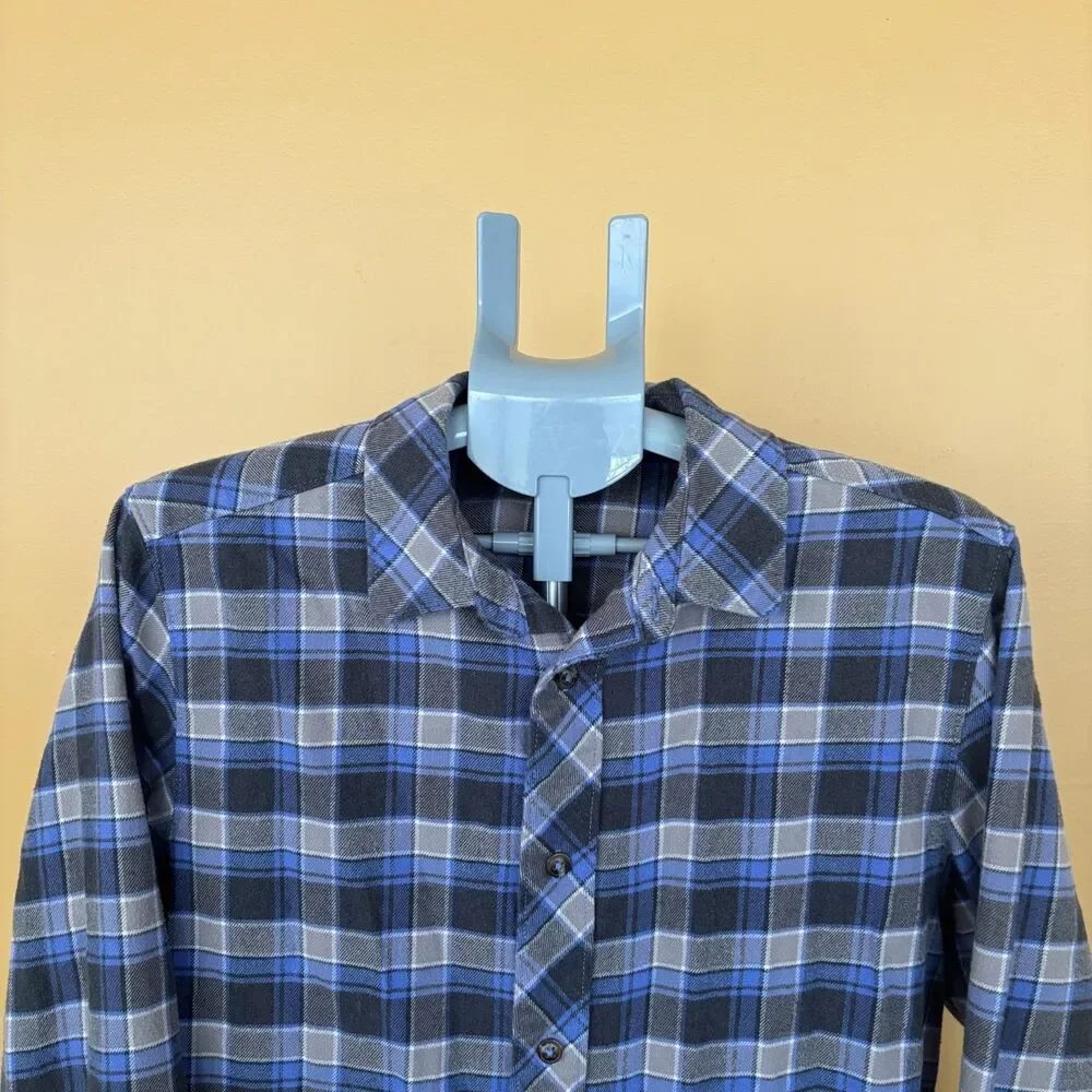 The North Face Flannel Shirt Men's Medium Blue Black Plaid Long Sleeve Button Up